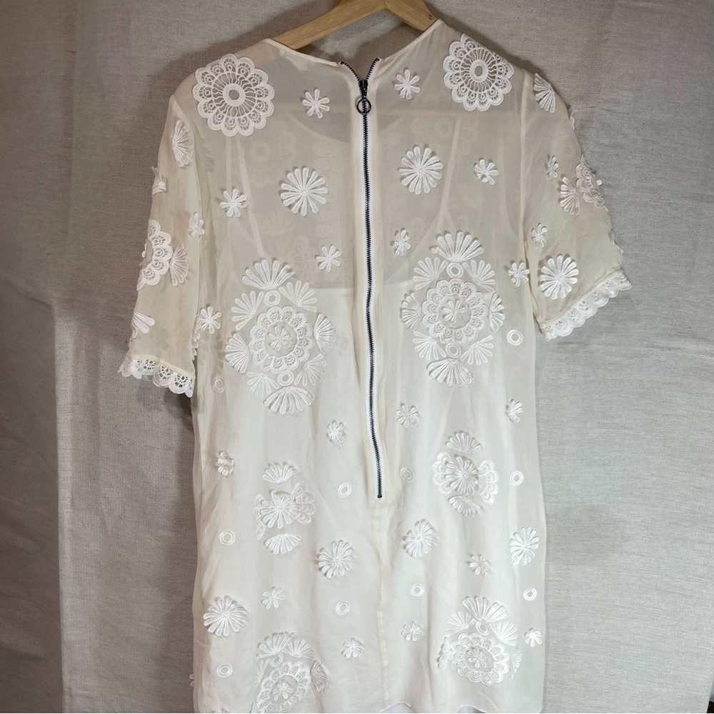 Club Monaco Cream Floral silk cutout Mini Dress - Picture 4 of 7